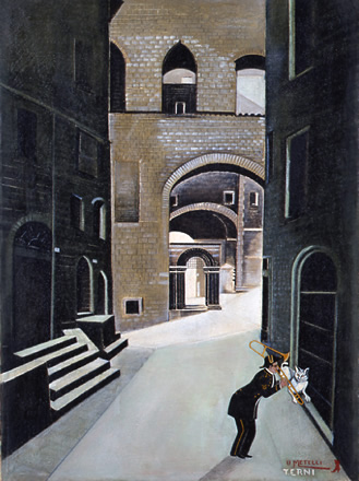 《楽士と猫》1937年　カンヴァス、油彩