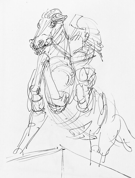 三宅一樹 クロッキー《楠木正成像》紙にボールペン