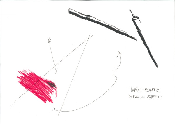 ルカ・ヴェジェッティ、吉田萌「風が吹くかぎりずっと――ブルーノ・ムナーリのために」のドローイング 2018年