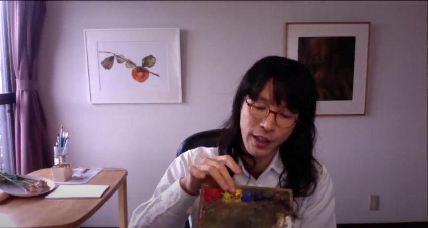 落ち葉をダイナミックに画面いっぱいに。F12号。保田三友紀の